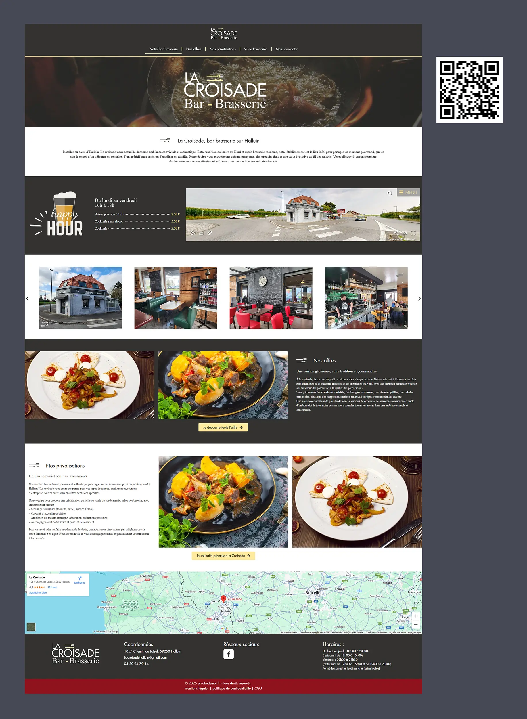 Le site internet du restaurant brasserie la Croisade